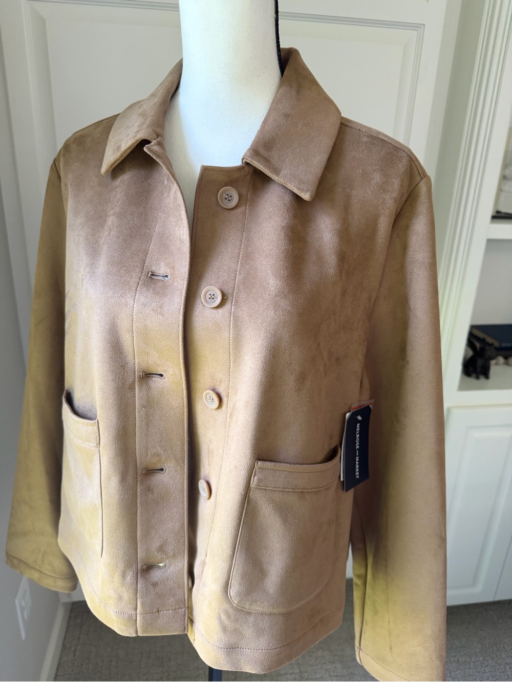 NWT Melrose and Market Cropped Suede Jacket in Camel Brown - Picture 5 of 8